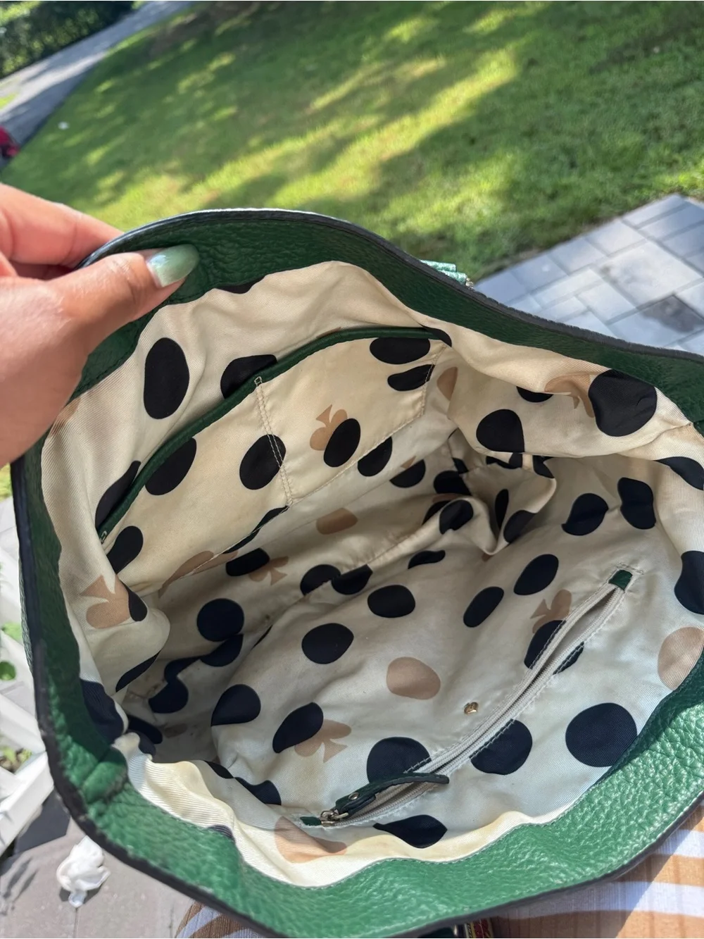 kate spade Two-Tone Green and Black Leather Shoulder Bag